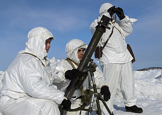 Минометчики соединения морской пехоты ТОФ готовы к противолавинному обстрелу вулканов на Камчатке